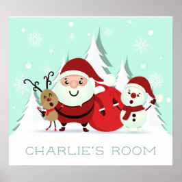 aangepast poster voor Santa, Reindeer en Snowman
