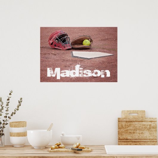Aangepast Poster voor Softball Catcher (Keuken)