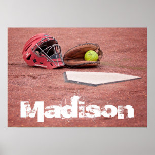 Aangepast Poster voor Softball Catcher