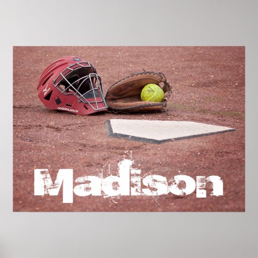 Aangepast Poster voor Softball Catcher (Voorkant)