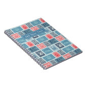 Aangepast poststempel Blauw rood  patroon Notitieboek (Rechterzijde)