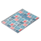 Aangepast poststempel Blauw rood  patroon Notitieboek (Linkerzijde)