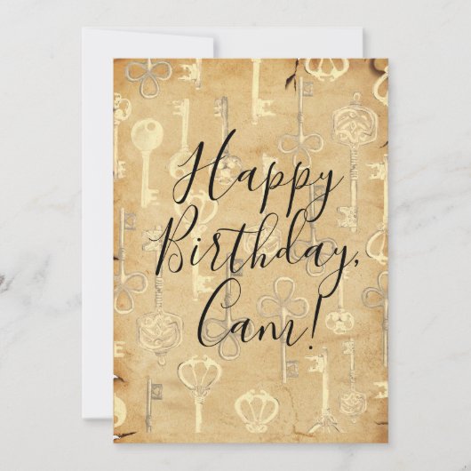 Aangepast prachtig Antiek -  Keys Birthday Feestdagenkaart (Voorkant)