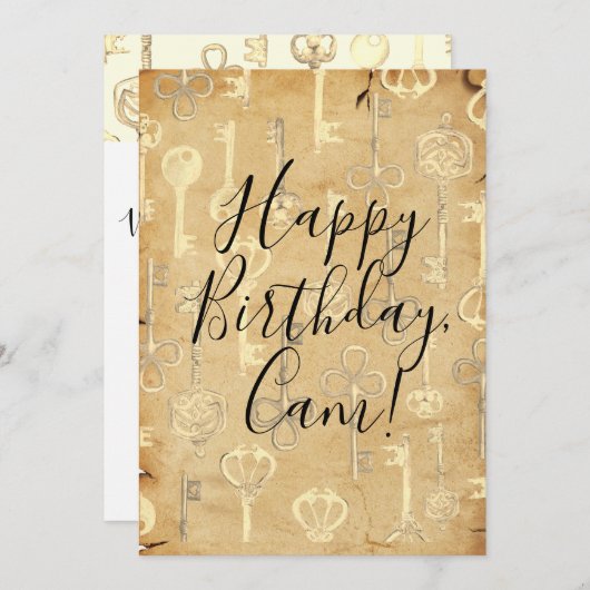 Aangepast prachtig Antiek -  Keys Birthday Feestdagenkaart (Voorkant / Achterkant)