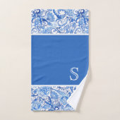 Aangepast, prachtig blauw, Floral Paisley Pattern Bad Handdoek (Handdoek)