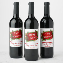 Aangepast Prettig Kerstfeest Wijn Etiket