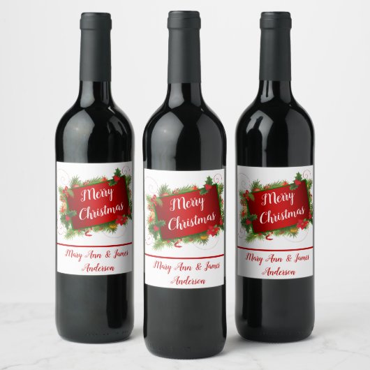 Aangepast Prettig Kerstfeest Wijn Etiket (Flessen)