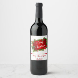 Aangepast Prettig Kerstfeest Wijn Etiket