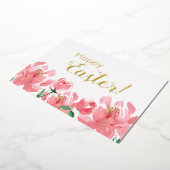 Aangepast Prettig Pasen Bloemige Pioenrozen Echt G Folie Feestdagenkaart (Gedraaid)