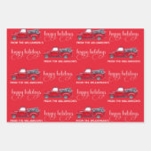 Aangepast Prettige feestdagen, Rode  Vrachtwagen K Inpakpapier Vel (Voorkant 2)