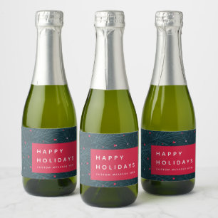 Aangepast Prettige feestdagen Spruce Berries Moder Sparkling Wijnetiket