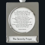 Aangepast prijsnummer voor gebed — motivatie beric verzilverd banner ornament<br><div class="desc">Aangepast gepersonaliseerd gebedenlied citaat zin of tekst twee zijdelings elegant Silver Plated Banner Ornament. Geweldig voor Kerstmis. Volledig aanpasbare zwarte tekst aan beide zijden (twee verschillende teksten) en witte vaste achtergrond. Je kunt je eigen boodschap schrijven, liefdesbrief, inspirerend, motivatie prijsopgave, gedicht enz. of je kunt gewoon het gebed van de...</div>