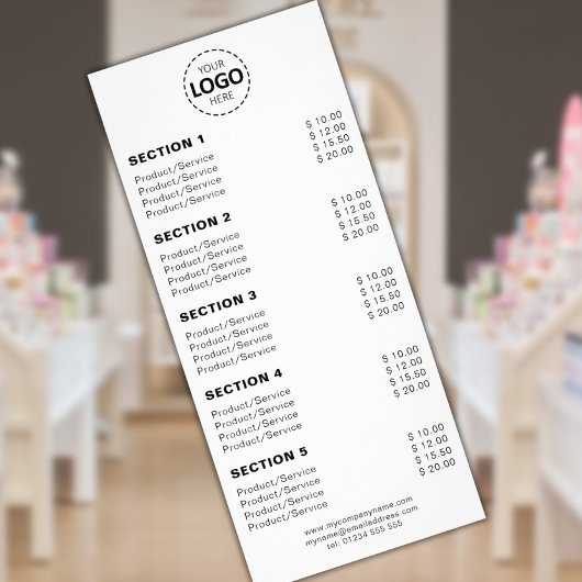 Aangepast product/diensten Eenvoudig wit Reclamekaart