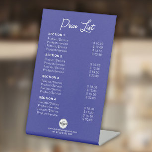 Aangepast product / diensten prijslijst Modern bla Reclamebord Met Voetstuk