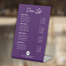 Aangepast product / diensten prijslijst Modern Paa