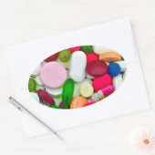 Aangepast product voor kleurrijke pillen ovale sticker (Envelop)