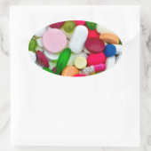 Aangepast product voor kleurrijke pillen ovale sticker (Tas)