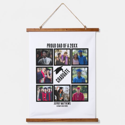 Aangepast proefvader van jaar Afstuderen fotocolla Hangend Wandkleed (Voorkant)