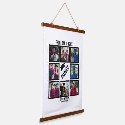 Aangepast proefvader van jaar Afstuderen fotocolla Hangend Wandkleed (Gebogen)