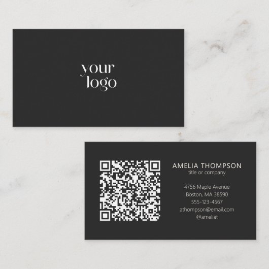 Aangepast professioneel bedrijfslogo Zwarte QR-cod Visitekaartje (Voorkant / Achterkant)