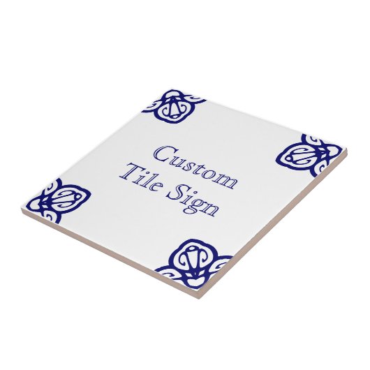 Aangepast profiel voor tegel - Spaans wit op blauw Tegeltje (Zijkant)