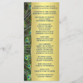 Aangepast programma Trendy Gold Peacock Wedding Programmakaart (Achterkant)