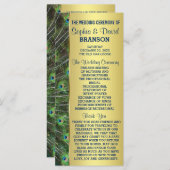 Aangepast programma Trendy Gold Peacock Wedding Programmakaart (Voorkant / Achterkant)