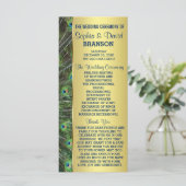 Aangepast programma Trendy Gold Peacock Wedding Programmakaart (Staand voorkant)