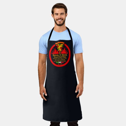 Aangepast promotepersoneel houtgestookte pizzarest schort (Gedragen)