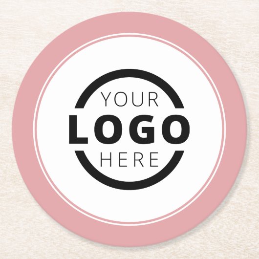 Aangepast promotievak met Logo-merk Roze Ronde Kartonnen Onderzetter (Voorkant)