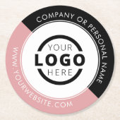 Aangepast promotievak met Logo-merk Roze Ronde Kartonnen Onderzetter (Voorkant)