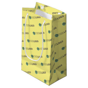 Aangepast promotioneel bedrijfslogo geel klein cadeauzakje