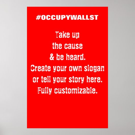 Aangepast protestbord Occupy Wall Street Poster (Voorkant)
