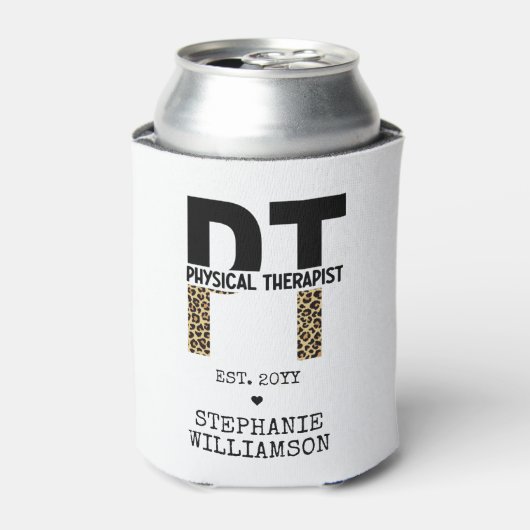 Aangepast PT Fysieke Therapist Cheetah-afdrukken Blikjeskoeler (Blikje Voorkant)