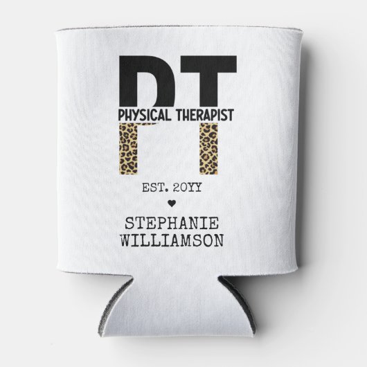 Aangepast PT Fysieke Therapist Cheetah-afdrukken Blikjeskoeler (Voorkant)