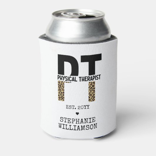 Aangepast PT Fysieke Therapist Cheetah-afdrukken Blikjeskoeler (Blikje Achterkant)