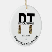Aangepast PT Fysieke Therapist Cheetah-afdrukken Keramisch Ornament (Rechts)