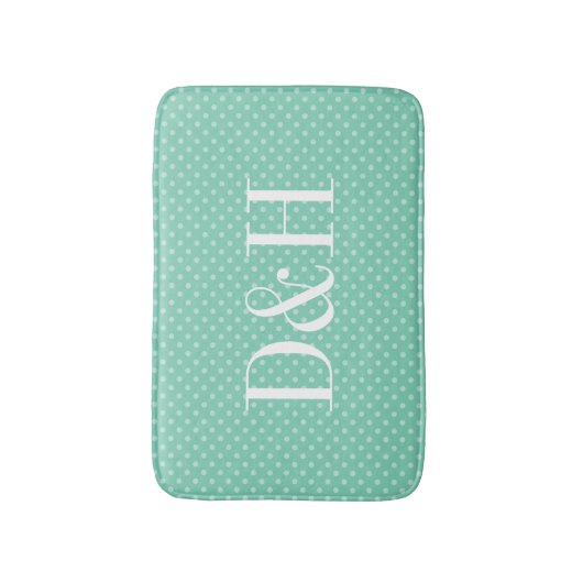 Aangepast puntpolkadots patroon monogrammat badmat (Voorkant Verticaal)