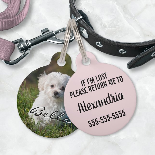 Aangepast Puppy Dog Persoonlijk Fotonaamnummer Huisdierpenning (Custom Puppy Dog Personalized Photo Name Number Pet ID Tag (front and back))