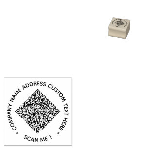 Aangepast QR-code en tekst rond rubberen stempel v