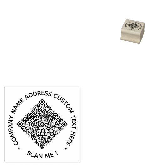 Aangepast QR-code en tekst rond rubberen stempel v (Gestempeld)