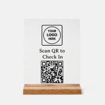Aangepast QR-code inchecklogo zwart displaybord