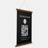 Aangepast QR-code logo en tekst merkdisplay Hangend Wandkleed (Gebogen)