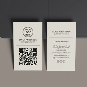 Aangepast QR-code logo minimaal Beige Visitekaartje