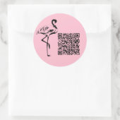 Aangepast QR-code logo trendy pastelroze Ronde Sticker (Tas)
