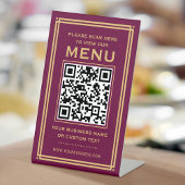 Aangepast QR Code Menu Contactloos Classic Plum Go Reclamebord Met Voetstuk