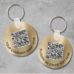 Aangepast QR-promotiegoud Sleutelhanger<br><div class="desc">Eenvoudige moderne promotionele sleutelhanger voor uw bedrijf of organisatie met een gouden bruine achtergrond van metalen. Voer het URL-adres van uw website in om een scannbare QR-code te creëer en voeg twee regels aangepaste tekst toe,  zoals uw bedrijfsnaam,  slogan,  bedankt,  enz.</div>