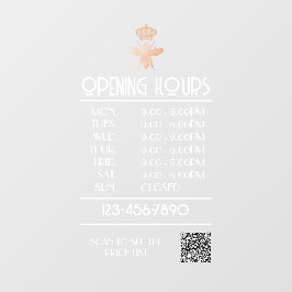 Aangepast QUEEN BEE Wit Zakelijk Open Uren Logo Raamsticker