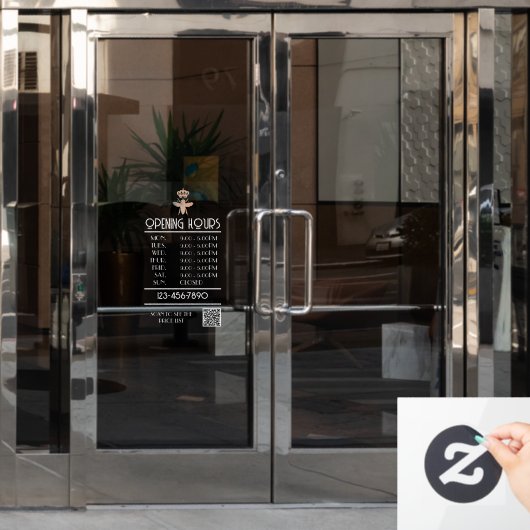 Aangepast QUEEN BEE Wit Zakelijk Open Uur Logo Raamsticker (Kantoordeur)