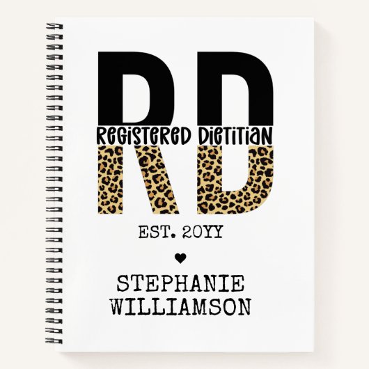 Aangepast RD-geregistreerd Dietitian Cheetah Print Notitieboek (Voorkant)